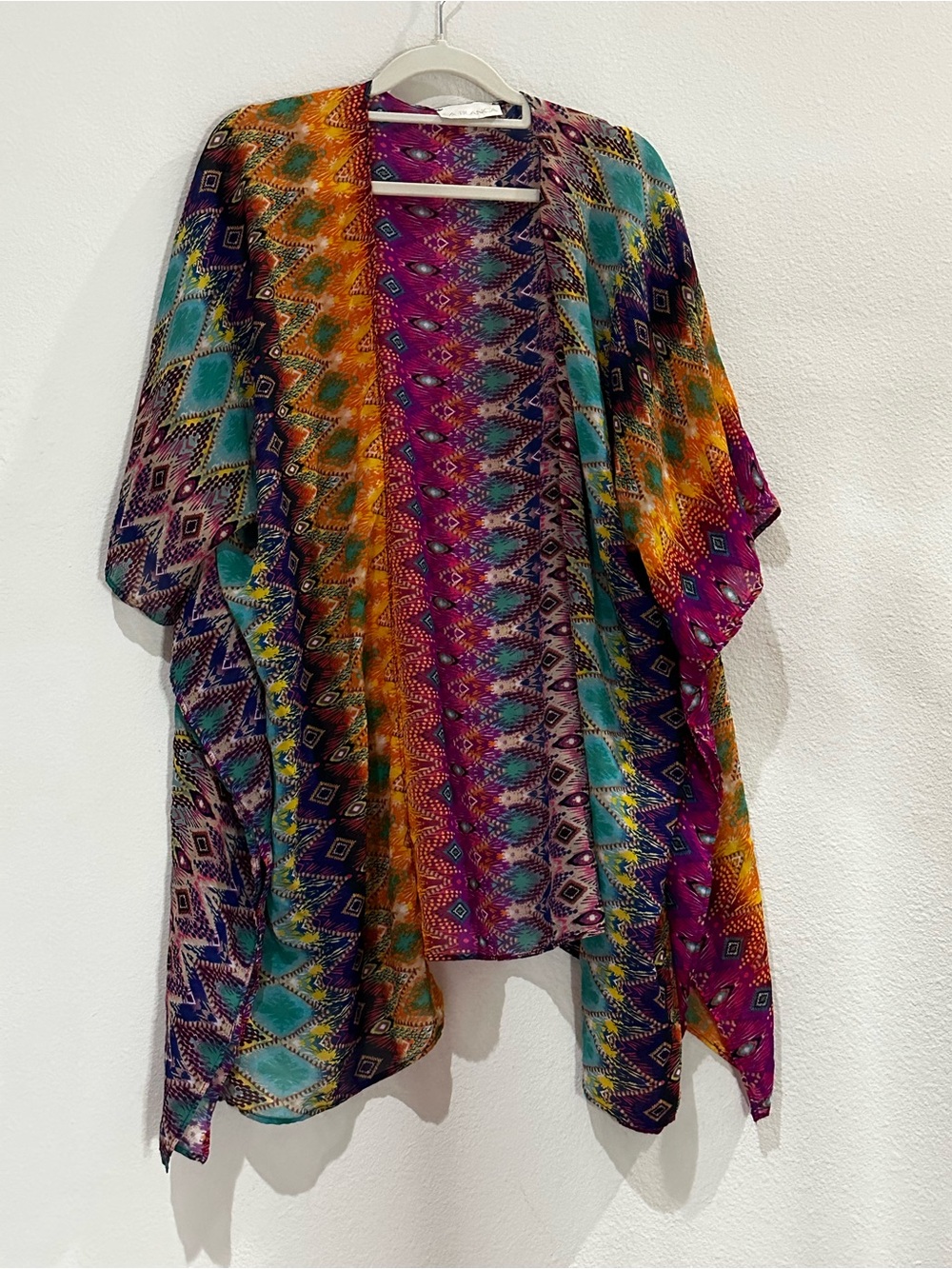 La Blanca Vibrant Aztec Print Kimono in Purple, Turquoise & Orange